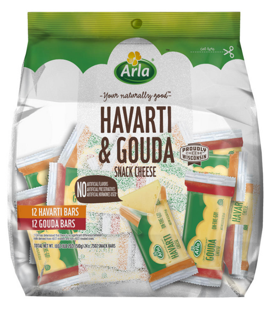 아라 Arla rBST-프리 하바티 & 고다 치즈 스낵 치즈 24pc (510g)