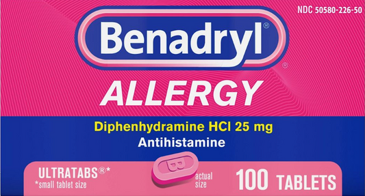 6+ 베내드릴 Benadryl 디펜하이드라민 25mg 알러지 릴리프 100정