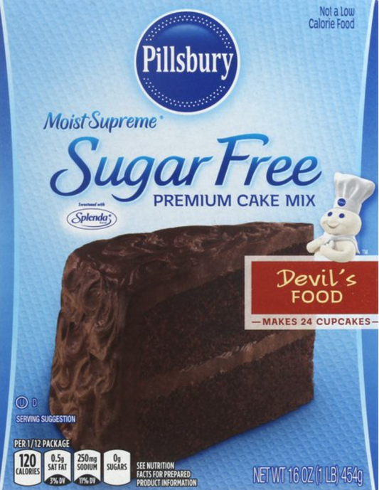 필즈베리 Pillsbury 슈가-프리 데빌스푸드 초콜렛 케이크 & 컵케이크 믹스 454g