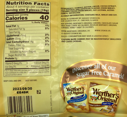 워더스 슈가-프리 카라멜 초콜렛 캔디 66g