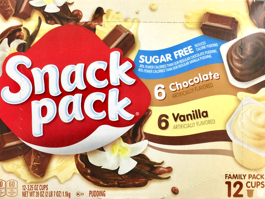스낵팩 Snack Pack rBST/슈가/글루텐/방부제-프리 초콜렛 & 바닐라 푸딩 12컵 (1.1kg)