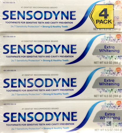 12+ 글락소스미스클라인 GSK 센소다인 Sensodyne 엑스트라 화이트닝 시린이 미백 치약 184g 4개 (736g)