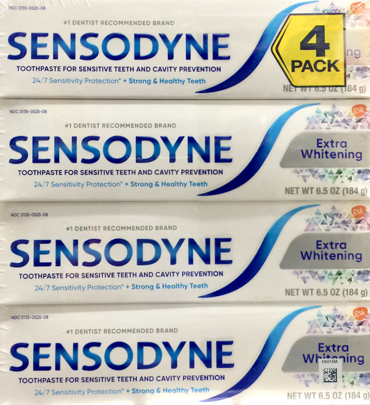 12+ 글락소스미스클라인 GSK 센소다인 Sensodyne 엑스트라 화이트닝 시린이 미백 치약 184g 4ct (736g)