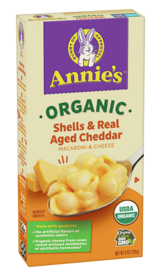 애니스 Annie's 유기농/Non-GMO rBST-프리 쉘 & 숙성체다 맥앤치즈 170g 4팩 (680g)