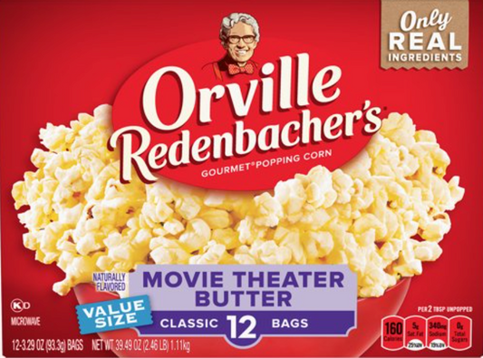 오빌 Orville Redenbacher's Non-GMO 전자렌지 무비씨어터 팝콘 12팩 (1.1kg)