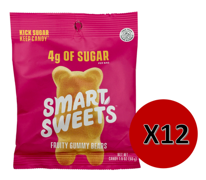 스마트스위츠 Smart Sweets Non-GMO 슈가/글루텐-프리 거미 베어 50g 12ct (600g) *100% 천연성분*