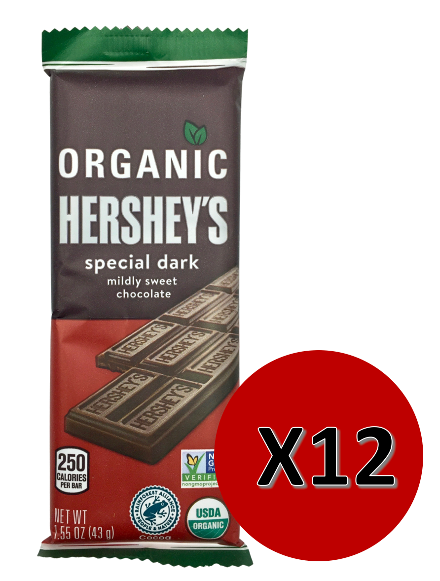 [풀사이즈팩] 허쉬 Hershey's 유기농/Non-GMO 솔트/콜레스테롤-프리 스페셜 다크초콜렛 43g 12ct (527g)