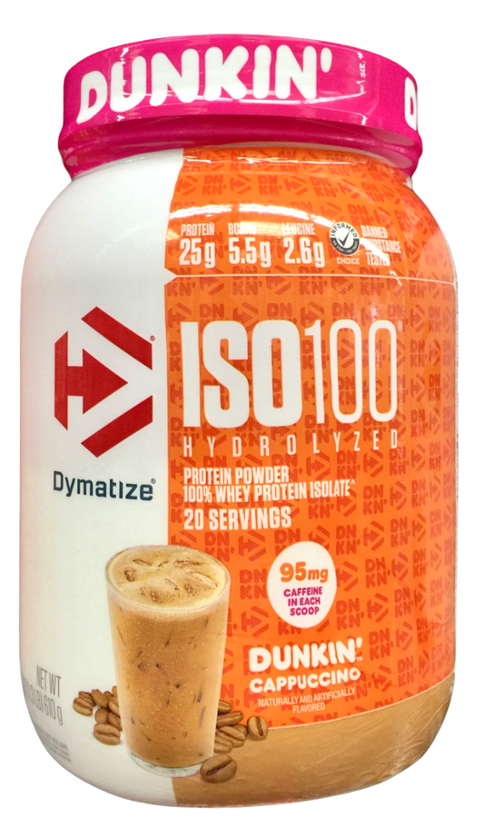 다이마타이즈 Dymatize ISO100 100% 유청단백질+카페인 프로틴 파우더 Dunkin Cappuccino 610g *단백질 25g* *신제품*