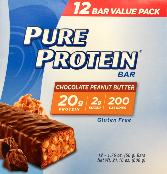 퓨어프로틴 Pure Protein 글루텐-프리 초콜렛 땅콩버터 단백질바 50g 12ct (600g) *단백질 20g*