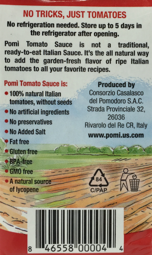 포미 Pomi Non-GMO 무염 이탈리안 토마토 소스 500g