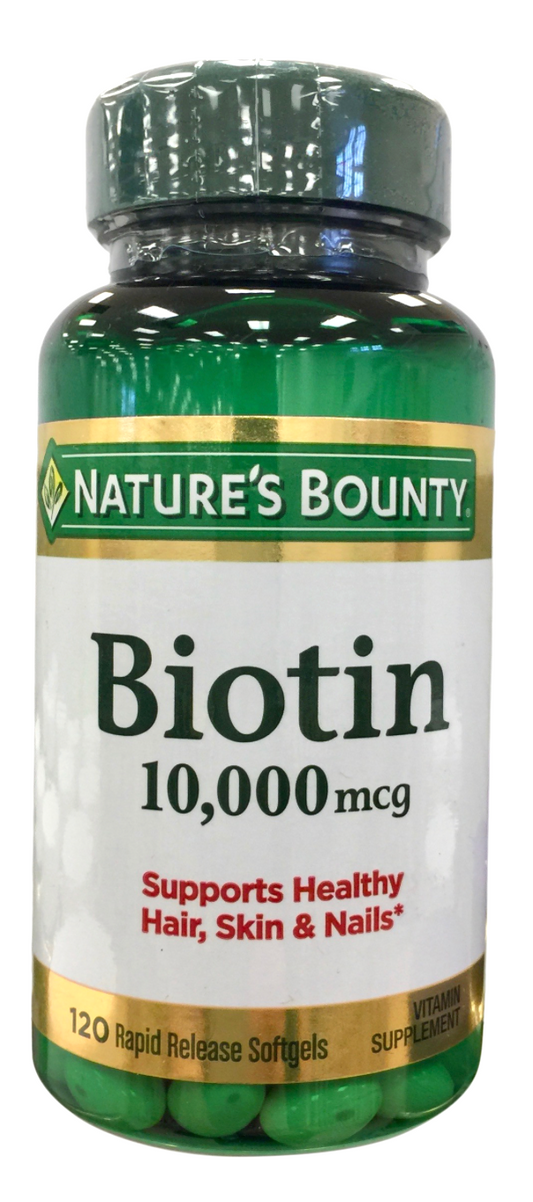 네이처스바운티 Nature's Bounty Non-GMO 비오틴 10000mcg 속방형 120 액정