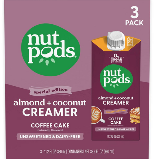 너트포즈 Nut Pods Non-GMO 슈가/글루텐/카라지난-프리 커피케이크 당뇨/케토 크리머 330ml 3ct (990ml)