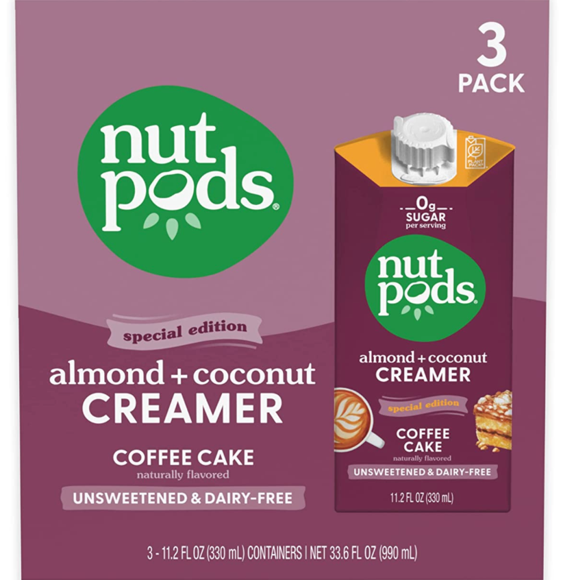 너트포즈 Nut Pods Non-GMO 슈가/글루텐/카라지난-프리 커피케이크 당뇨/케토 크리머 330ml 3팩 (990ml)