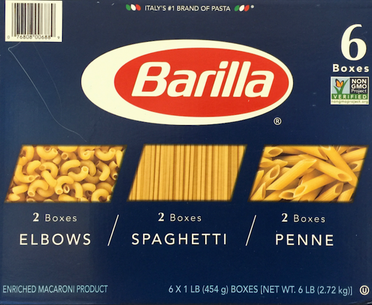 바릴라 Barilla Non-GMO 파스타 3종 6팩 (2.7kg)