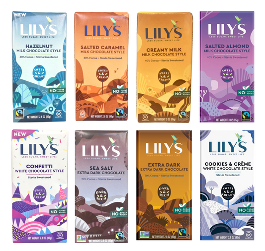 릴리 Lily's 슈가/GMO/rBST/글루텐-프리 초콜렛 8가지맛 80g 8개 (640g)