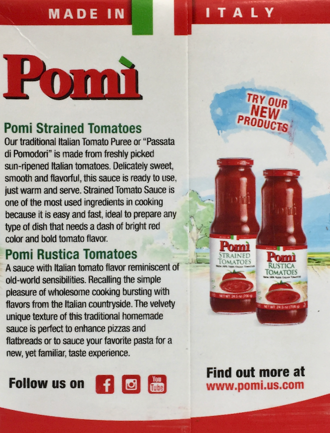 포미 Pomi Non-GMO 무염 이탈리안 찹드 (다진) 토마토 750g