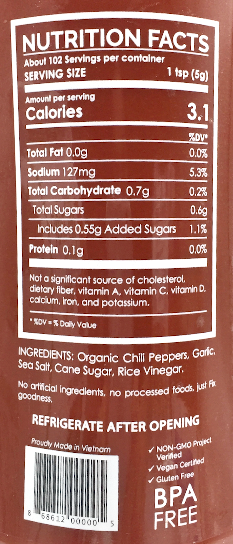 픽스 Fix Non-GMO BPA/글루텐-프리 스리라차 소스 503ml 2ct (1L) 🌶