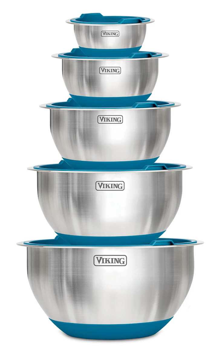 바이킹 Viking BPA-프리 믹싱볼 + 밀폐 실리콘 뚜껑 10pc Teal