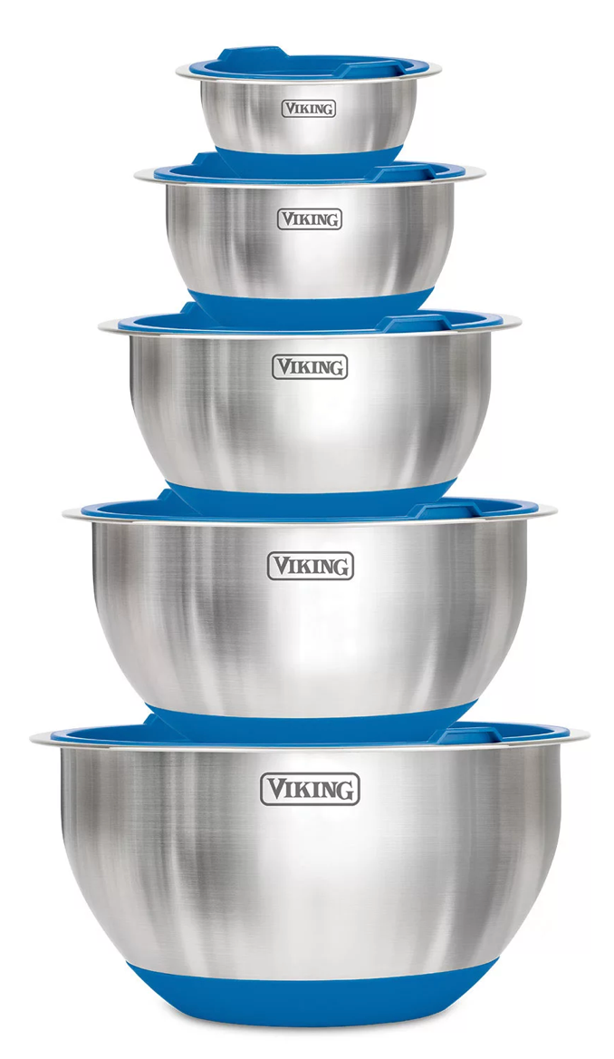 바이킹 Viking BPA-프리 믹싱볼 + 밀폐 실리콘 뚜껑 10pc Blue