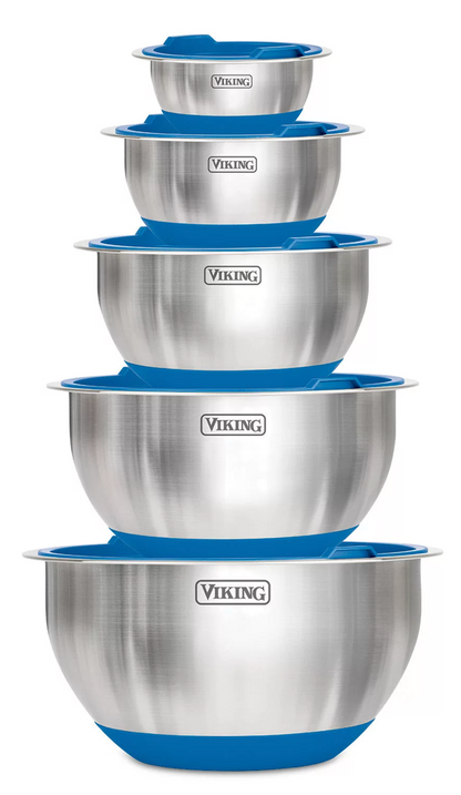 바이킹 Viking BPA-프리 믹싱볼 + 밀폐 실리콘 뚜껑 10pc Blue