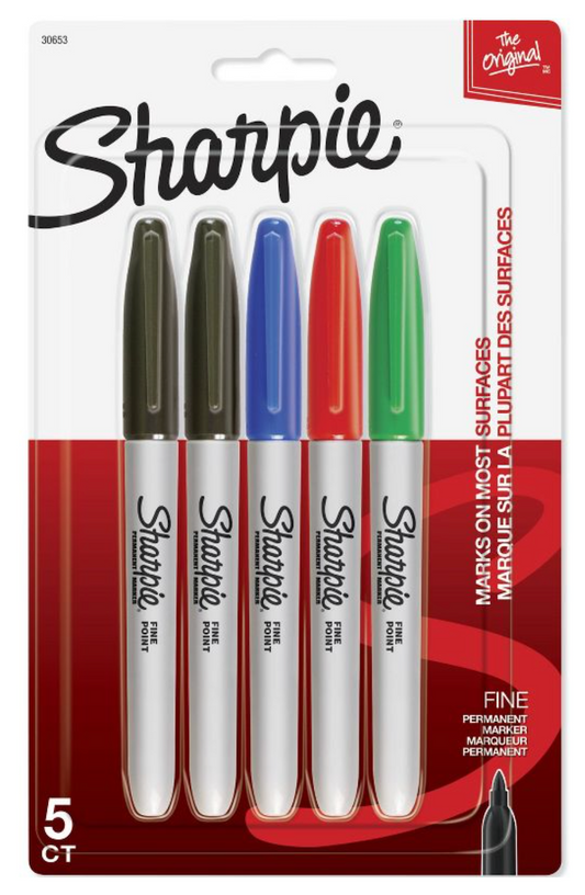 샤피 Sharpie 무독성 네임펜 파인팁 4색 5ct