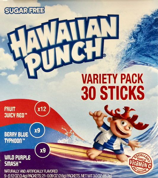 하와이안펀치 Hawaiian Punch 슈가-프리 드링크 믹스 주시레드•베리블루•와일드퍼플 30패킷 (85g)