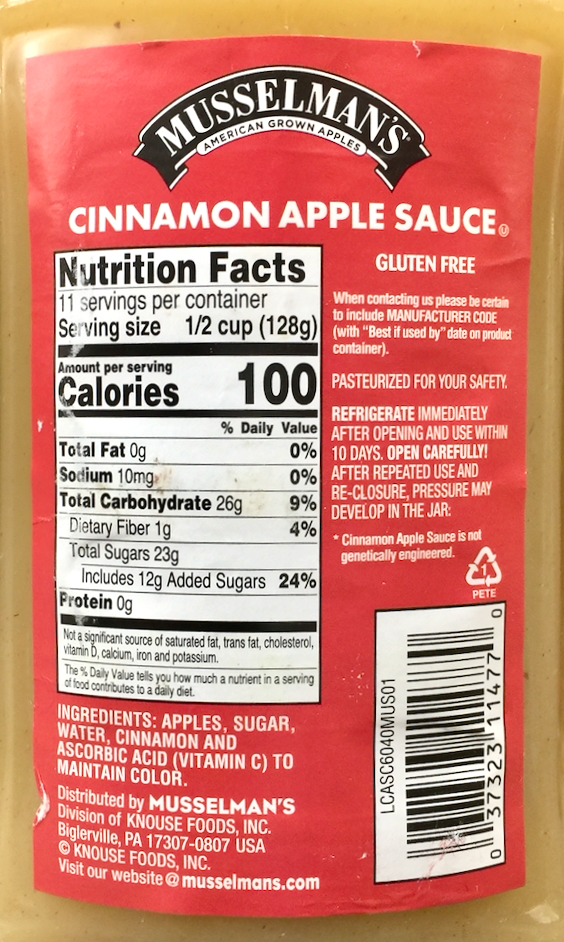 머슬맨 Musselman's Non-GMO 글루텐-프리 시나몬 애플 소스 1.36kg