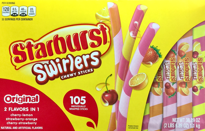 스타버스트 Starburst 스월러 츄이 캔디 스틱 3가지맛 105pc (1.1kg)