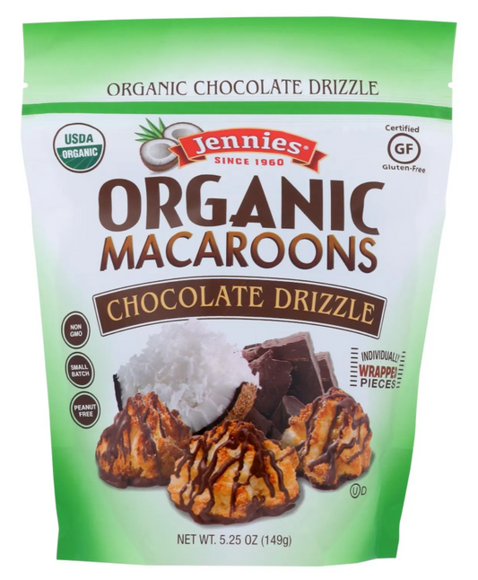 제니스 Jennies 유기농/Non-GMO 글루텐/황산-프리 초콜렛 드리즐 코코넛 마카룬 145g
