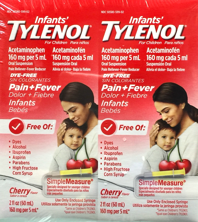 0+ 타이레놀 Tylenol 인펀트 아세트아미노펜 160mg 무색소 시럽 60ml 2병 (120ml)