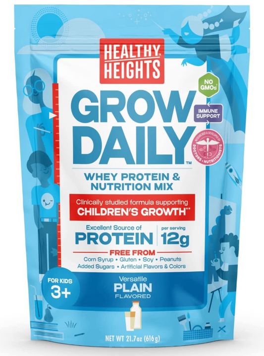 3+ 헬시하이츠 Healthy Heights GMO-프리 그로우 데일리 뼈성장 프로틴 믹스 Plain 616g (14일분)