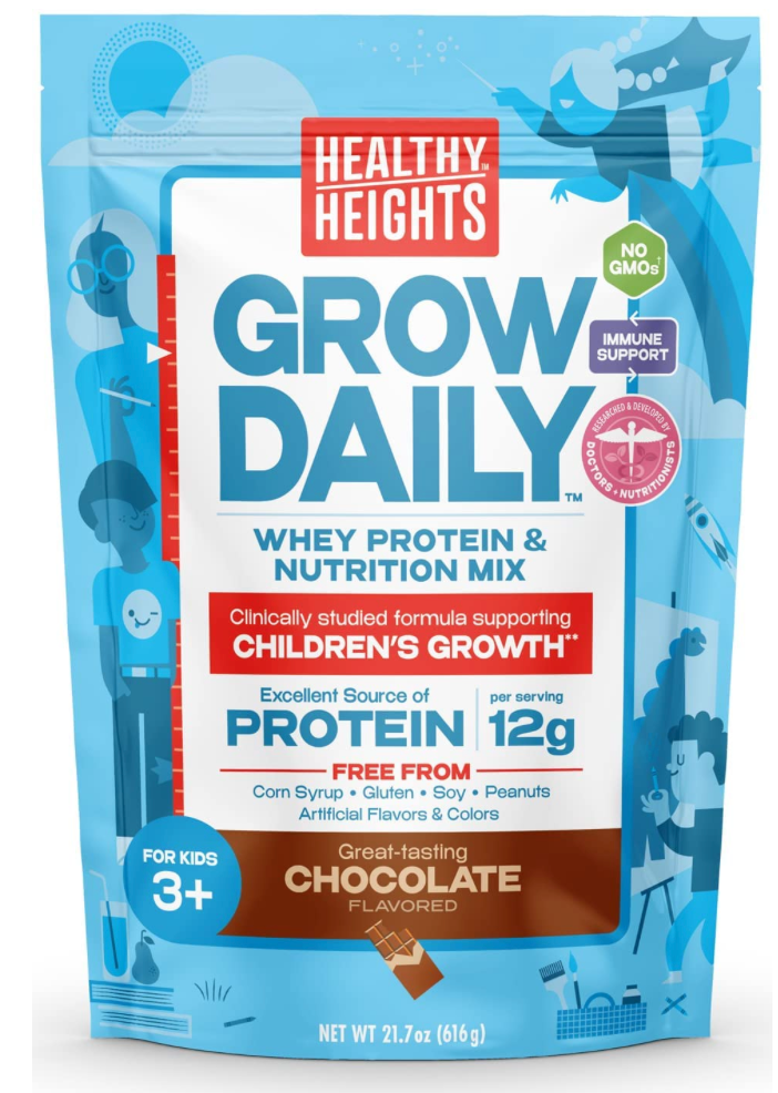 3+ 헬시하이츠 Healthy Heights GMO-프리 그로우 데일리 뼈성장 프로틴 믹스 Chocolate 616g (14일분)