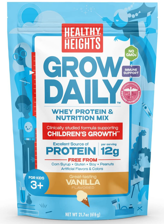 3+ 헬시하이츠 Healthy Heights GMO-프리 그로우 데일리 뼈성장 프로틴 믹스 Vanilla 616g (14일분)