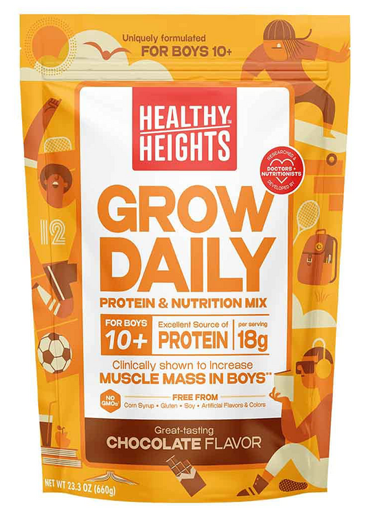 10+ 헬시하이츠 Healthy Heights GMO-프리 그로우 데일리 근육성장 프로틴 믹스 Chocolate 616g (10일분)