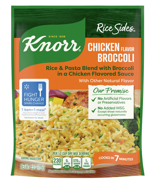 크노르 Knorr 치킨 & 브로콜리 라이스 사이드 155g 6팩 (930g)