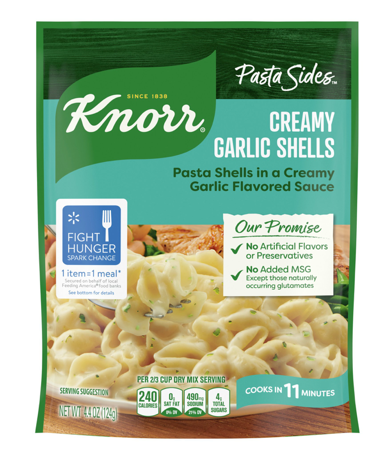 크노르 Knorr 크리미 갈릭 파스타 사이드 124g 6팩 (744g)