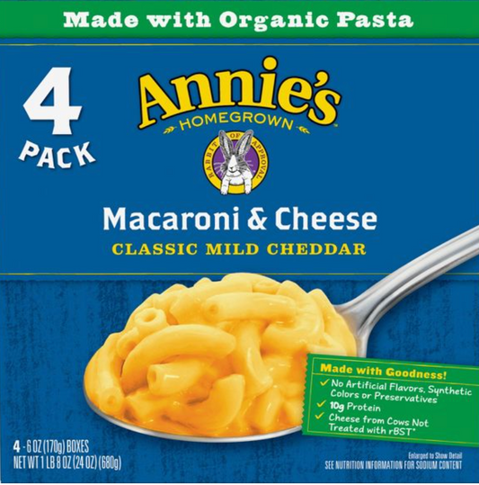 애니스 Annie's Non-GMO rBST-프리 클래식 맥앤치즈 170g 4ct (680g)