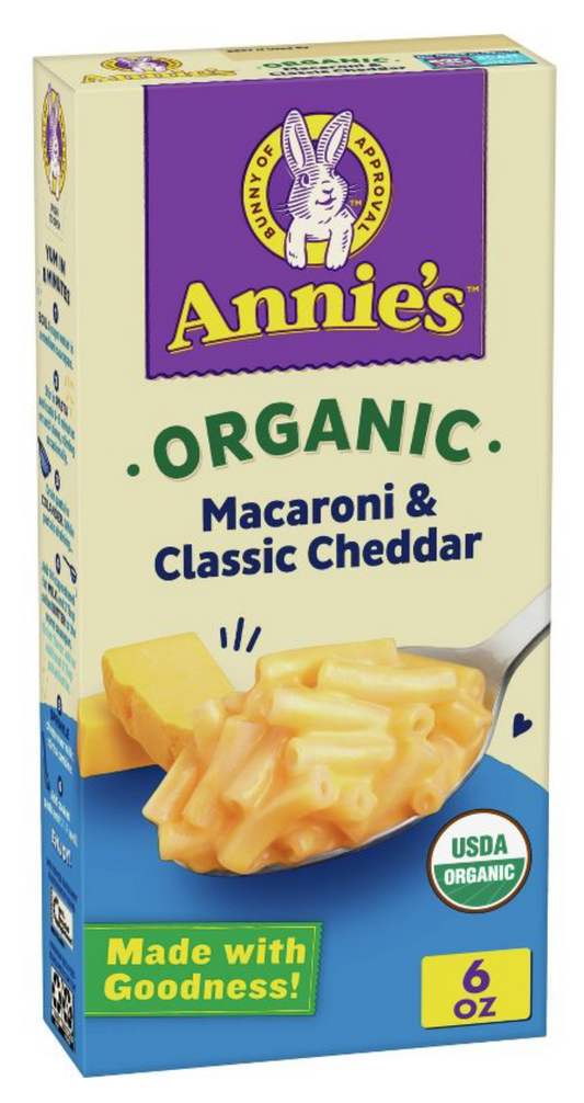 애니스 Annie's 유기농/Non-GMO rBST-프리 마카로니 & 클래식체다 맥앤치즈 170g 4팩 (680g)