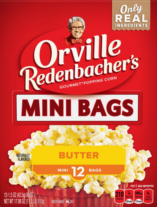 오빌 Orville Redenbacher's 미니백 Non-GMO 전자렌지 버터 팝콘 12팩 (510g) *210칼로리*