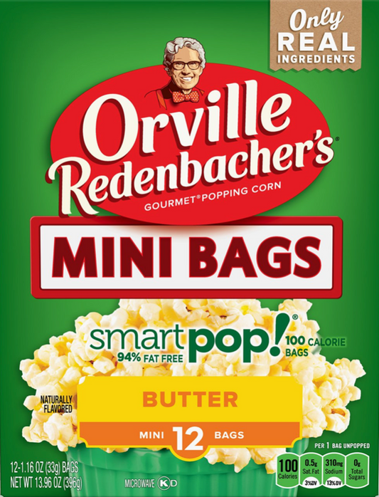 오빌 Orville Redenbacher's 미니백 스마트팝 전자렌지 버터 팝콘 12팩 (396g) *100칼로리*
