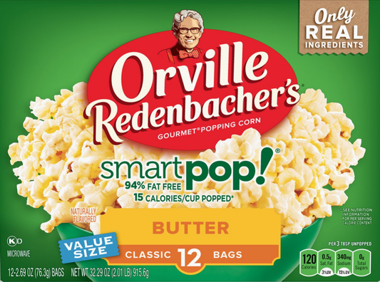 오빌 Orville Redenbacher's 스마트팝 전자렌지 버터 팝콘 12팩 (915g) *120칼로리*