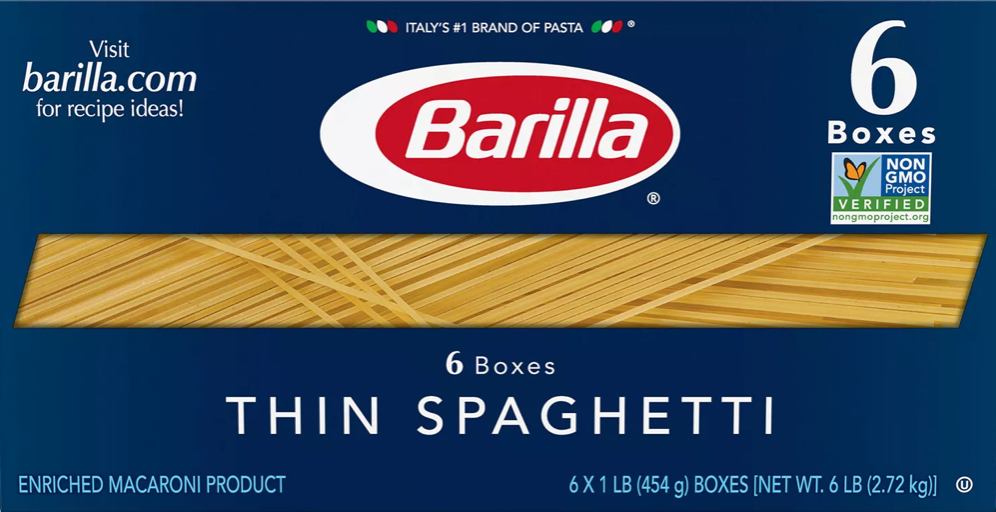 바릴라 Barilla Non-GMO 씬 (얇은) 스파게티 454g 6개 (2.72kg)