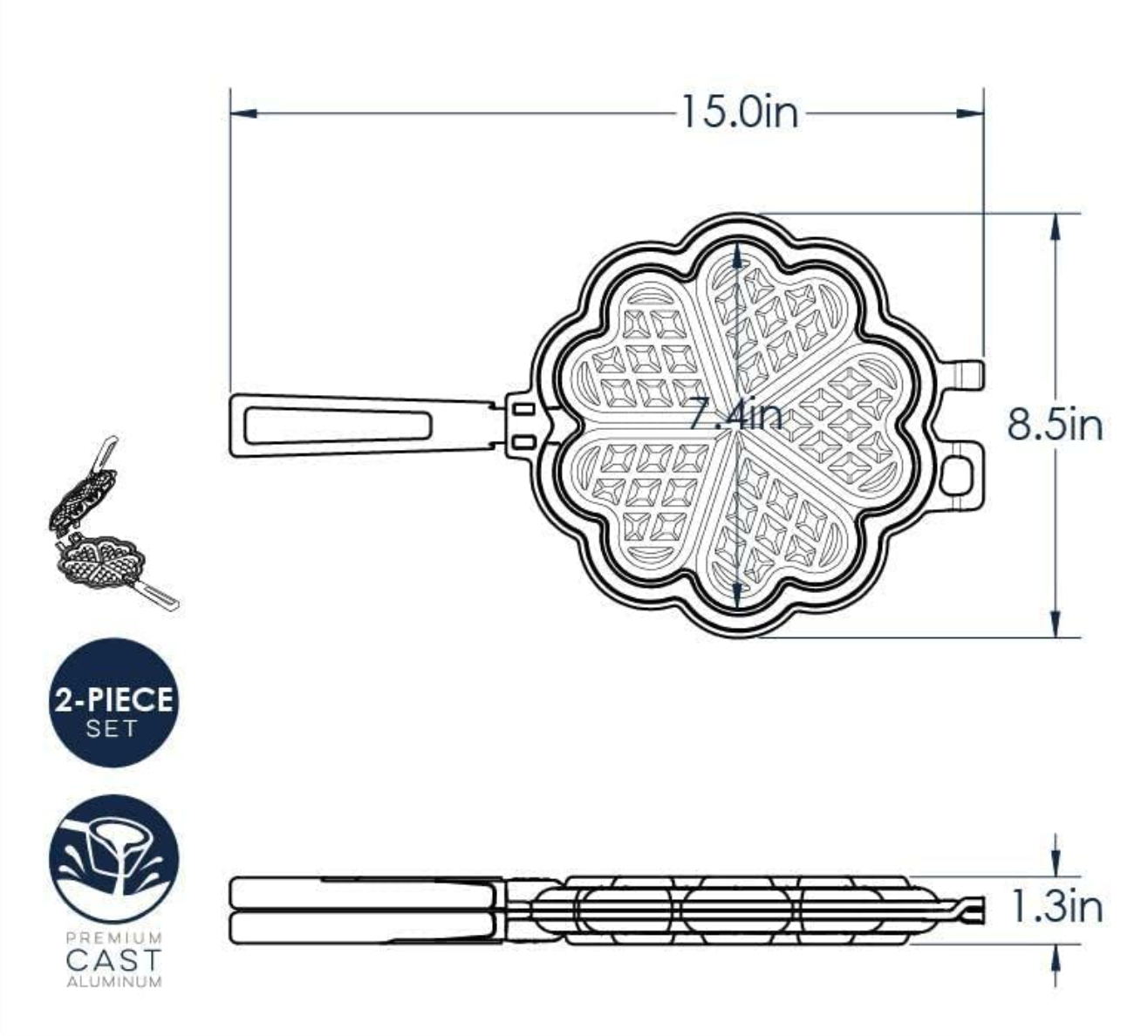 노딕웨어 Nordic Ware PFOA-프리 논스틱 하트 와플 그리들 8.5"