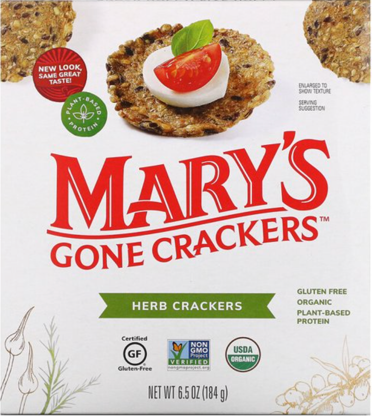 마리스 Mary's 유기농/Non-GMO 글루텐-프리 허브 크래커 184g 2팩 (368g) *100% 천연원료*
