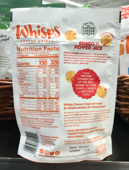 휘스프 Whisps 아시아고 & 페퍼잭 치즈 크리스프 55g 2팩 (110g) *케토친화*