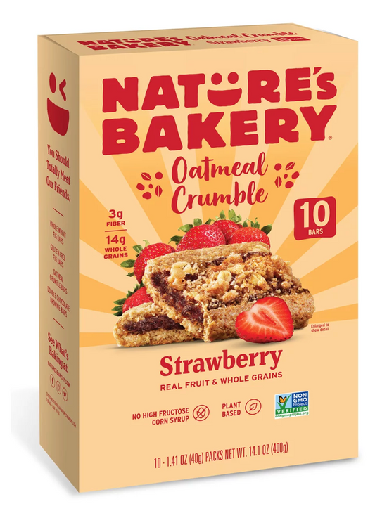네이처스베이커리 Nature's Bakery Non-GMO 스트로베리 오트밀 크럼 스낵바 10ct (400g)