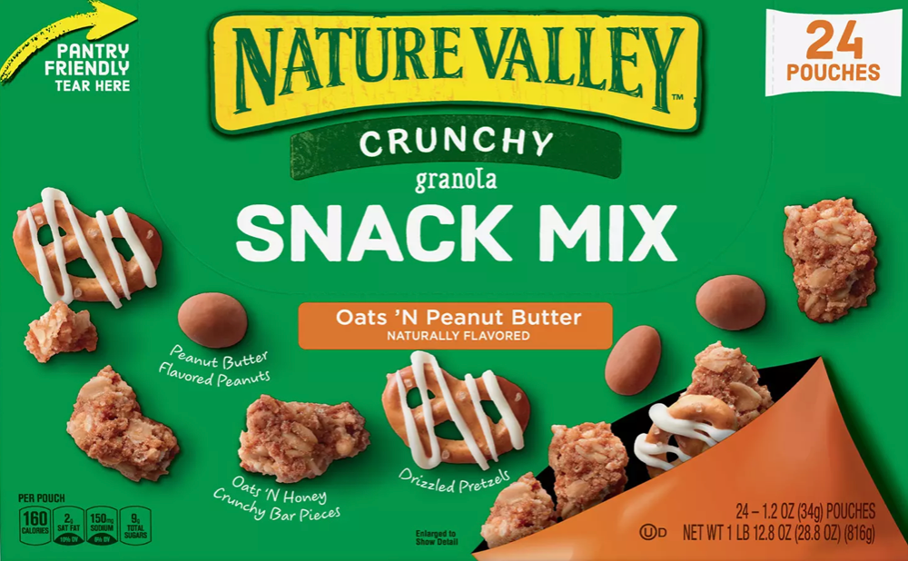 네이처밸리 Nature Valley 오트 & 땅콩버터 그래놀라 스낵믹스 24ct (816g)