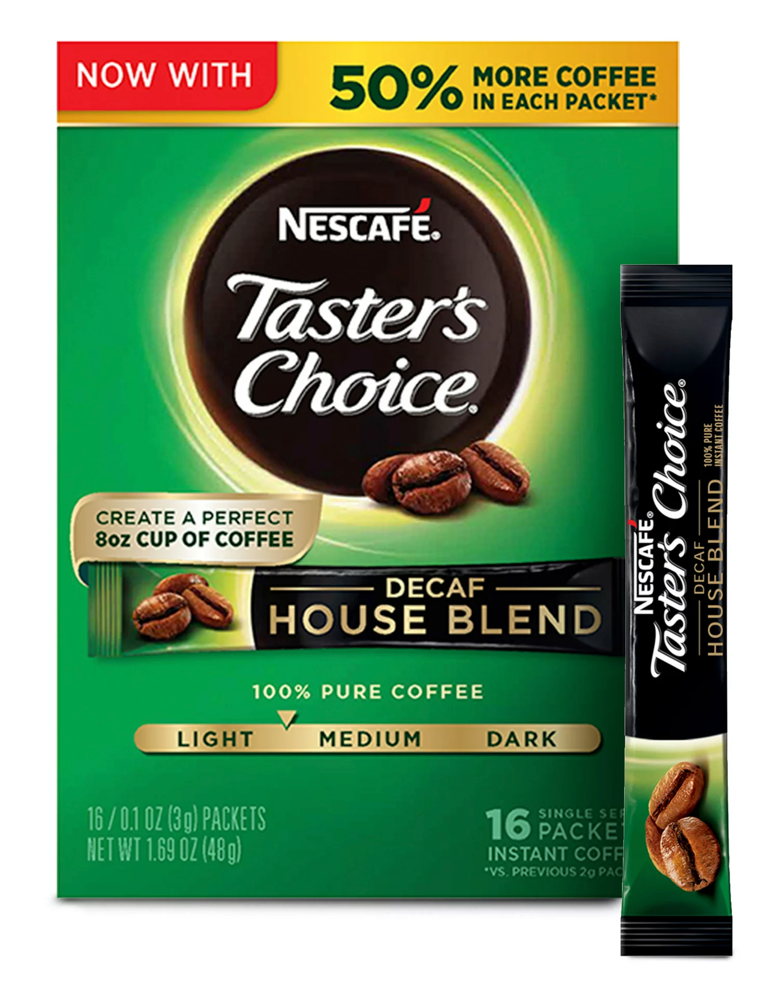 네스카페 Nescafe 테이스터스초이스 디카페인 하우스 블렌드 인스턴트 커피 싱글서브 16ct 4개