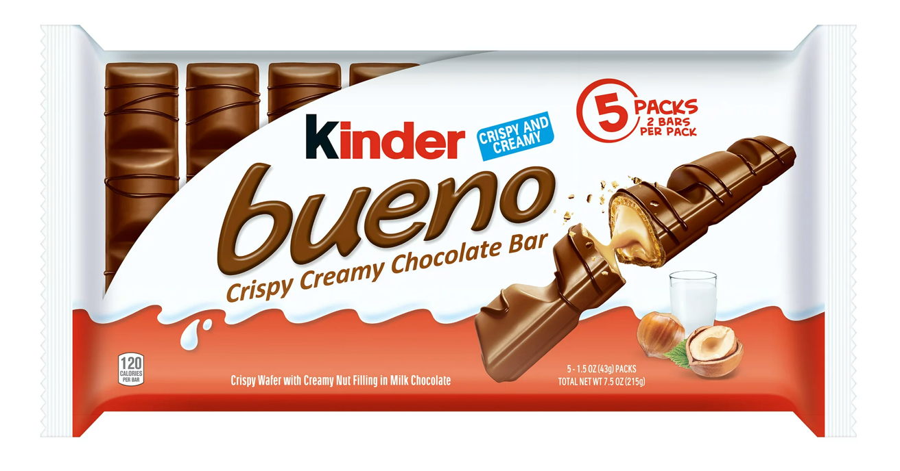 [풀사이즈팩] 킨더부에노 Kinder Bueno 헤이즐넛크림 웨하스 바 43g 5ct (215g)