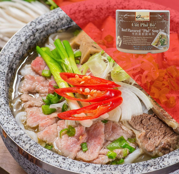 꾸옥비에트 Quoc Viet Foods 베트남 쇠고기 포 (쌀국수) 수프 베이스 + 향신료 283g *Made in USA*